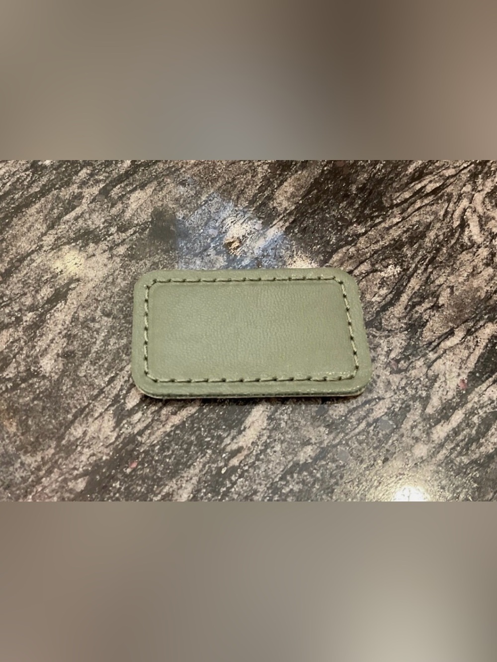NEW Tumi Small 2” x 1-3/16” Leather Monogram Patch - SEAFOAM SAGE GREEN